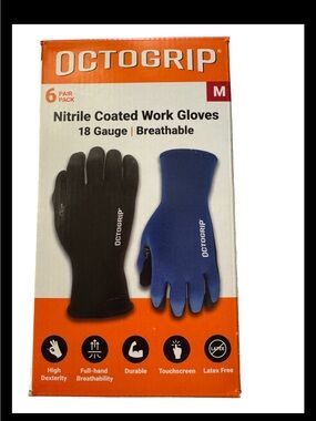 Nitrile Coated Work Gloves - Black & Navy, M